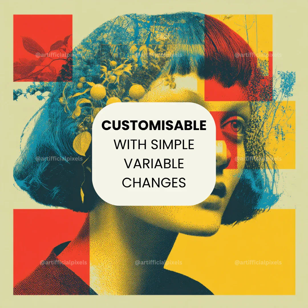 Vintage Abstract Pop Art Portrait Prompt for Midjourney AI Image Generator - CITTRA Collective