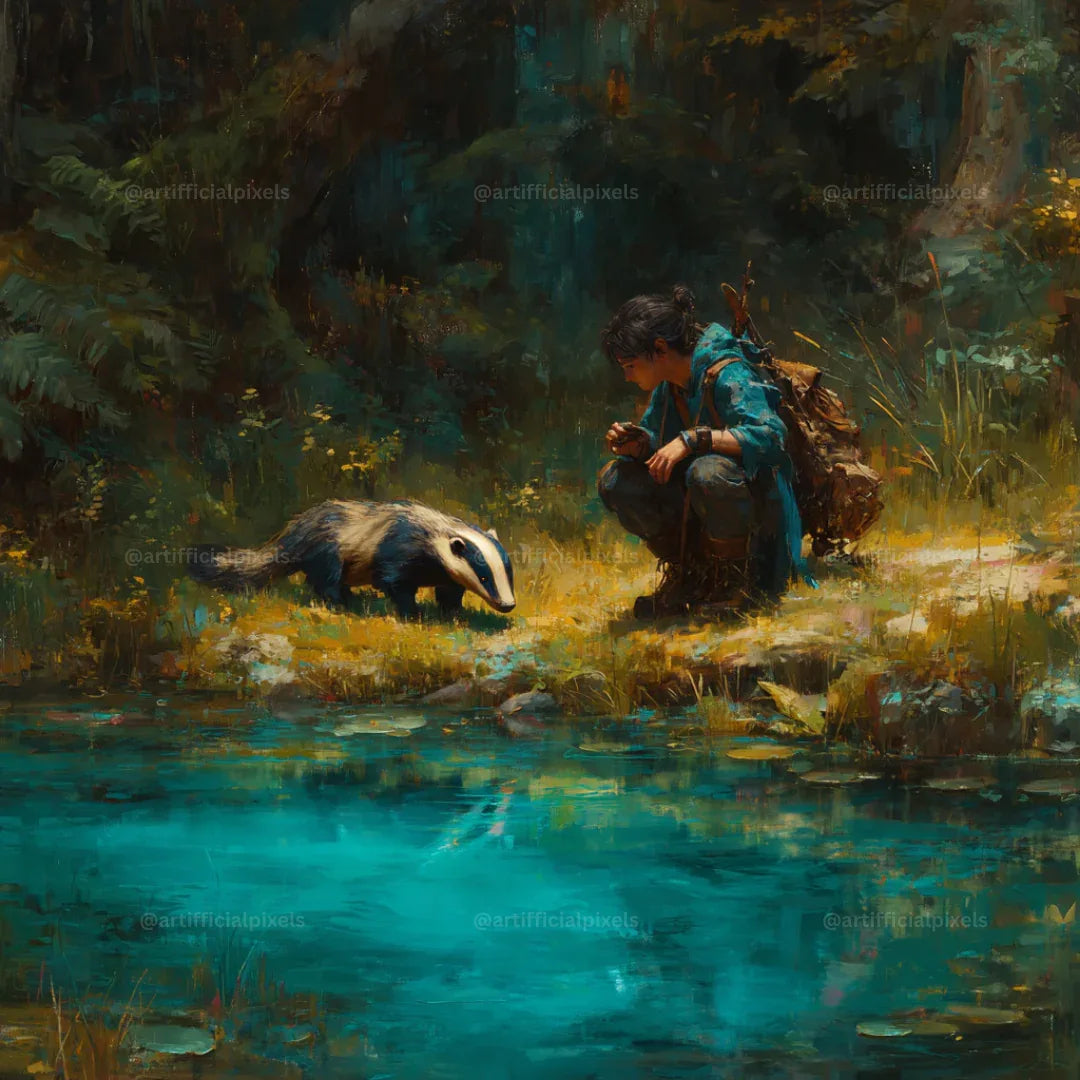 Forest Companions by the Water AI Art Prompts – Midjourney Pack with Images - CITTRA Collective