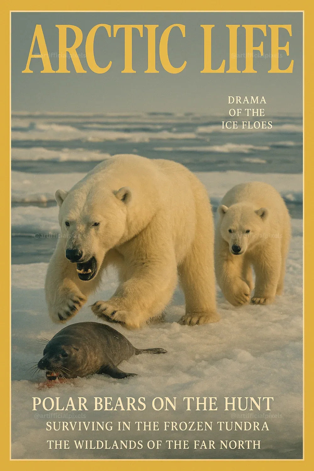 Cinematic Wildlife Magazine Poster AI Art Generator – Midjourney Prompt Pack with Images - CITTRA Collective