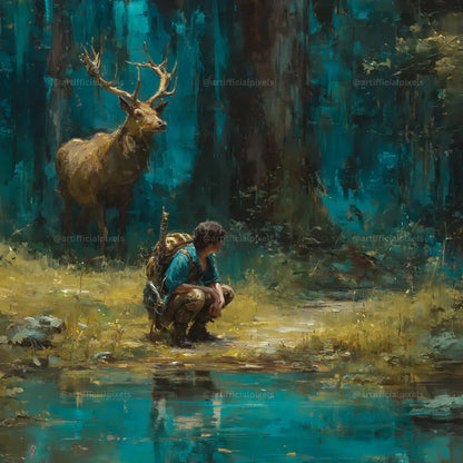 Forest Companions by the Water AI Art Prompts – Midjourney Pack with Images - CITTRA Collective