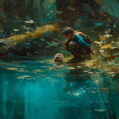 Forest Companions by the Water AI Art Prompts – Midjourney Pack with Images - CITTRA Collective