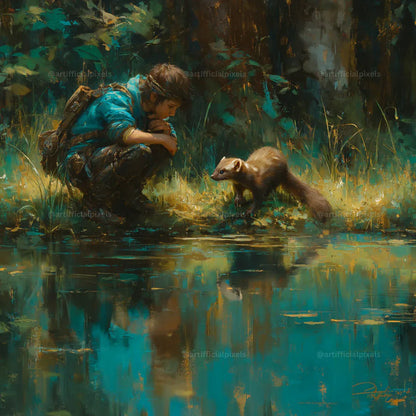 Forest Companions by the Water AI Art Prompts – Midjourney Pack with Images - CITTRA Collective