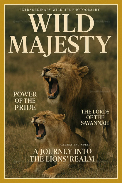 Cinematic Wildlife Magazine Poster AI Art Generator – Midjourney Prompt Pack with Images - CITTRA Collective