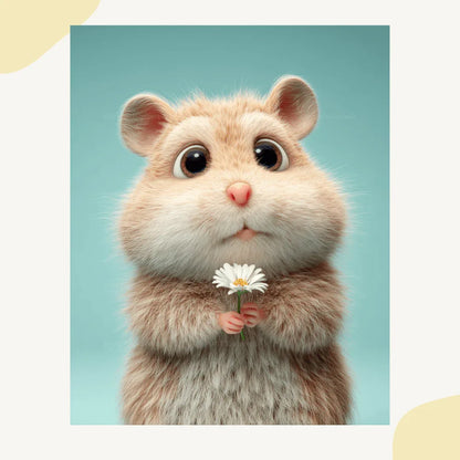 Sweet hamster character in 3D Pixar animation style perfect for children's products and digital downloads

