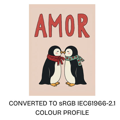 Valentines penguin couple illustration converted to sRGB IEC61966-2.1 colour profile
