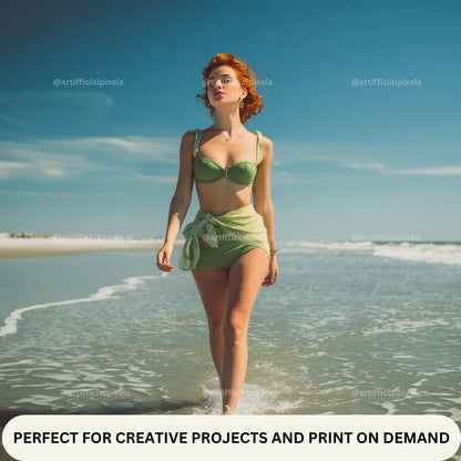 Summer Models on the Beach Prompt for Midjourney AI Image Generator - CITTRA Collective