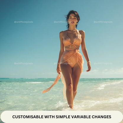 Summer Models on the Beach Prompt for Midjourney AI Image Generator - CITTRA Collective
