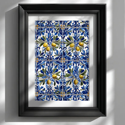 Portuguese Azulejo Olive Branch Poster - CITTRA Collective