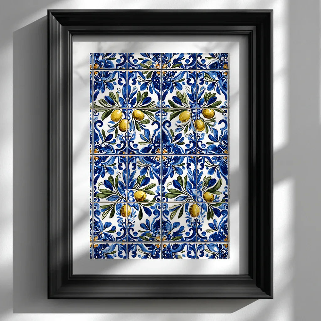 Portuguese Azulejo Olive Branch Poster