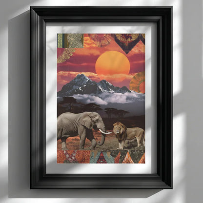 Kenyan Cultural Collage Art Print Inspired by African Landscapes and Wildlife - CITTRA Collective