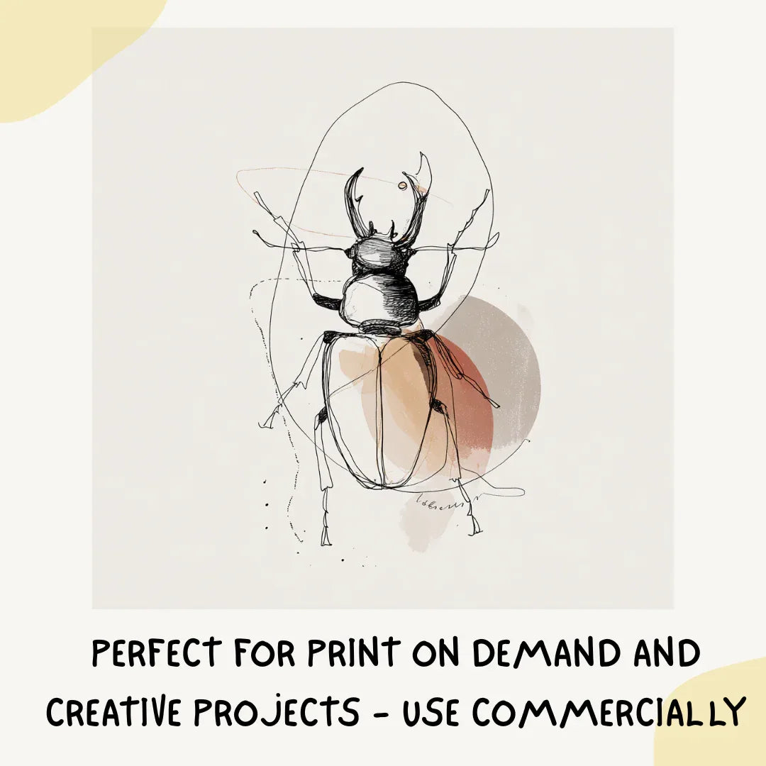 boho-hand-drawn-animals-midjourney-ai-prompt-beetle