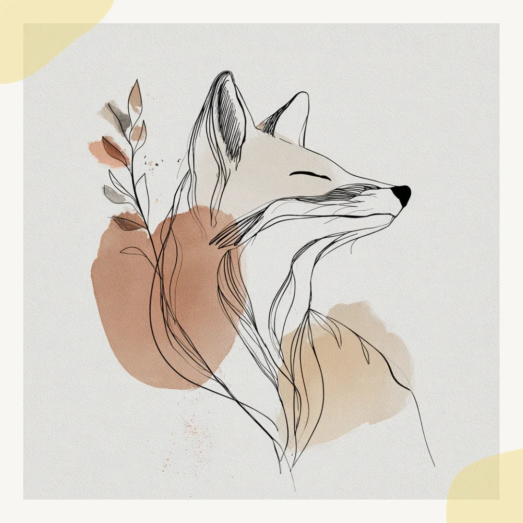 boho-hand-drawn-animals-midjourney-ai-prompt-fox