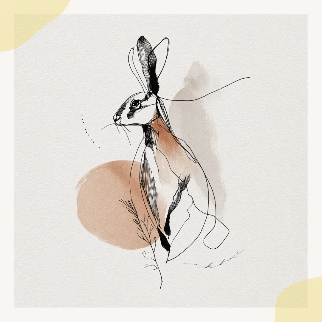 boho-hand-drawn-animals-midjourney-ai-prompt-hare