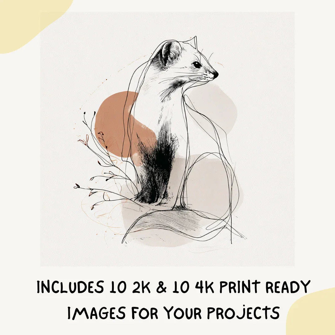 boho-hand-drawn-animals-midjourney-ai-prompt-pine-marten