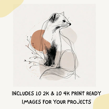 boho-hand-drawn-animals-midjourney-ai-prompt-pine-marten