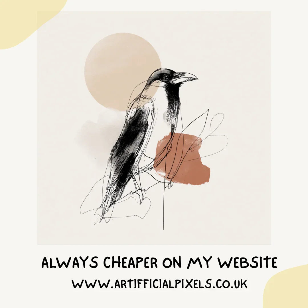 boho-hand-drawn-animals-midjourney-ai-prompt-raven