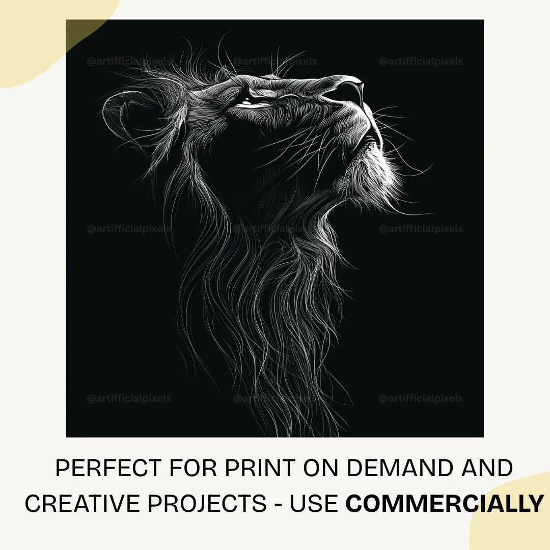 Bold contrast animal line art print-ready digital artwork perfect for Etsy sellers and print-on-demand businesses

