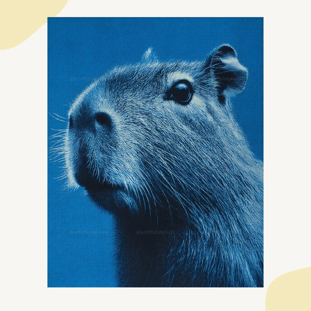 Midjourney Prompt for Blue Monochrome Animal Pointillism Posters - CITTRA Collective