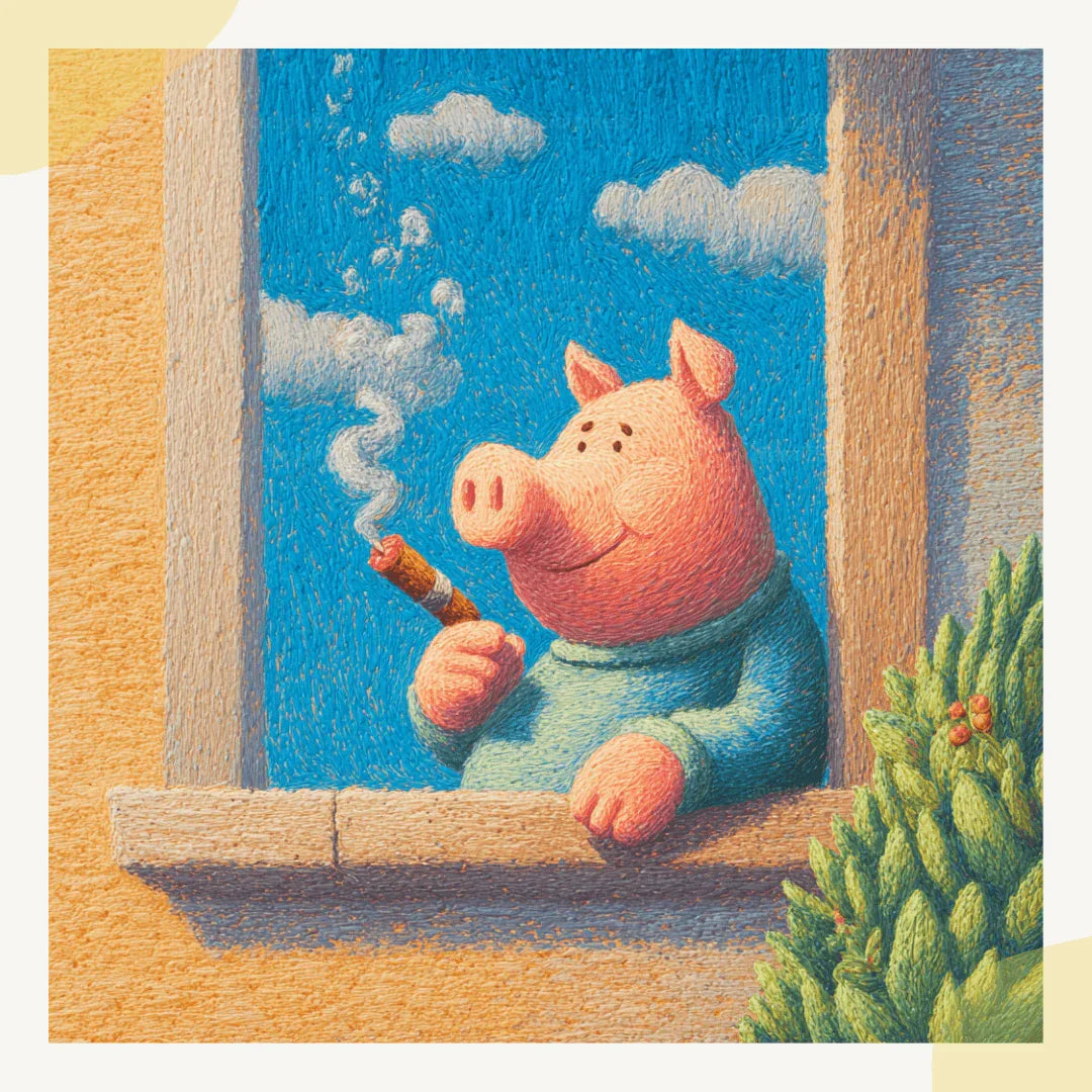 Midjourney Prompt for Cartoon Animals Smoking in Crayon Art Style - CITTRA Collective