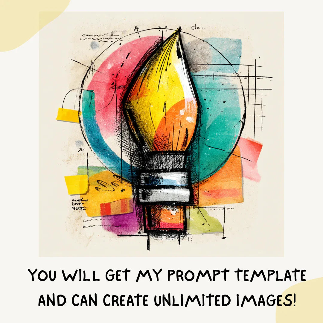 Messy Colourful Sketchpad Icons AI Art Prompt for Midjourney AI Image Generator - CITTRA Collective