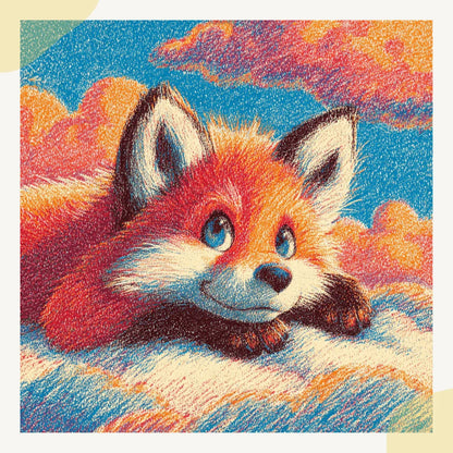 Midjourney Prompt: AI Generated Crayon Animals Floating on Clouds - CITTRA Collective