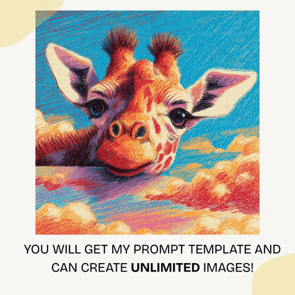 Midjourney Prompt: AI Generated Crayon Animals Floating on Clouds - CITTRA Collective