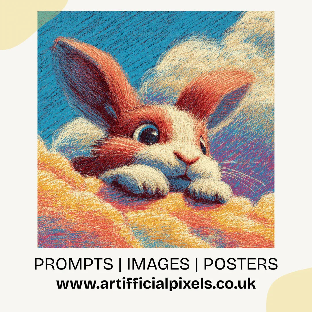 Midjourney Prompt: AI Generated Crayon Animals Floating on Clouds - CITTRA Collective