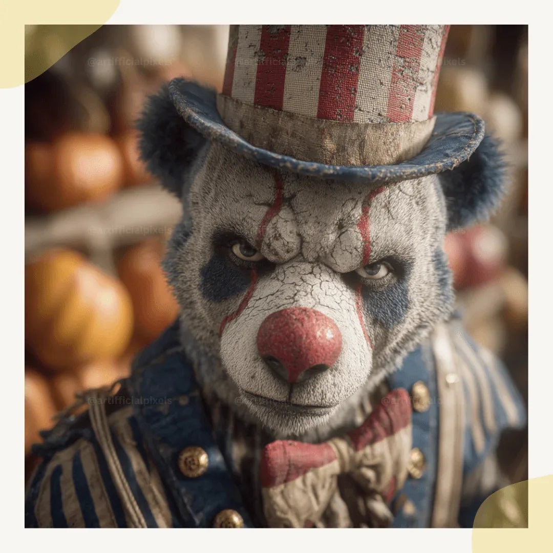 Editable Midjourney Prompt for Creepy American Halloween Animal Clowns - CITTRA Collective
