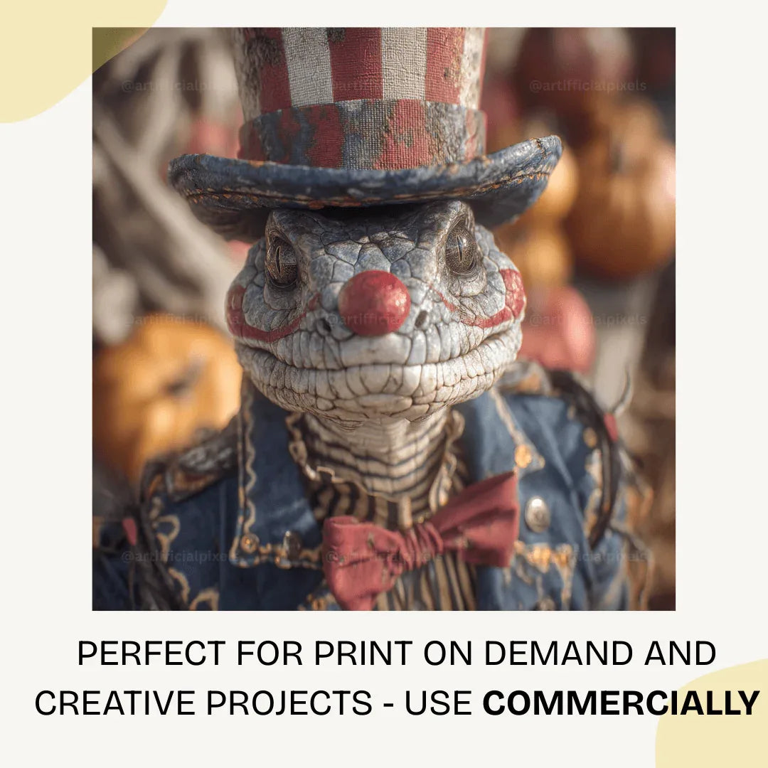 Editable Midjourney Prompt for Creepy American Halloween Animal Clowns - CITTRA Collective