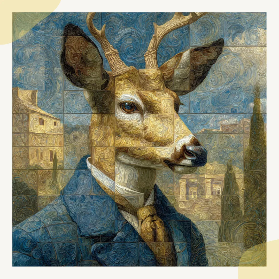 Mosaic Watercolour Animal Portraits Art Prompt for Midjourney AI Image Generator - CITTRA Collective