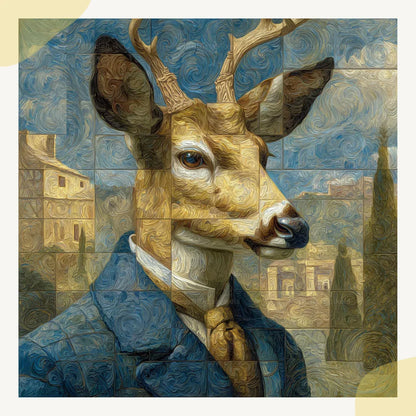 Mosaic Watercolour Animal Portraits Art Prompt for Midjourney AI Image Generator - CITTRA Collective