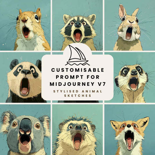 Funny Illustrated Animal Sketch Art Prompt for Midjourney AI Image Generator - CITTRA Collective