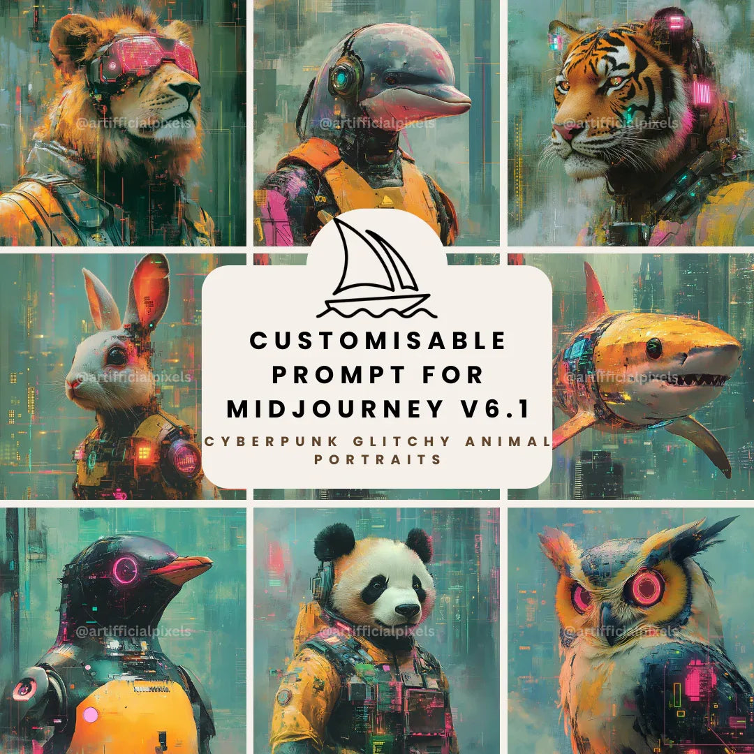 cyberpunk-animal-portraits-midjourney-ai-art-prompt-front