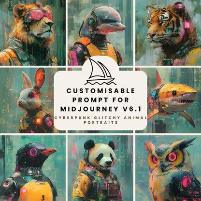 cyberpunk-animal-portraits-midjourney-ai-art-prompt-front