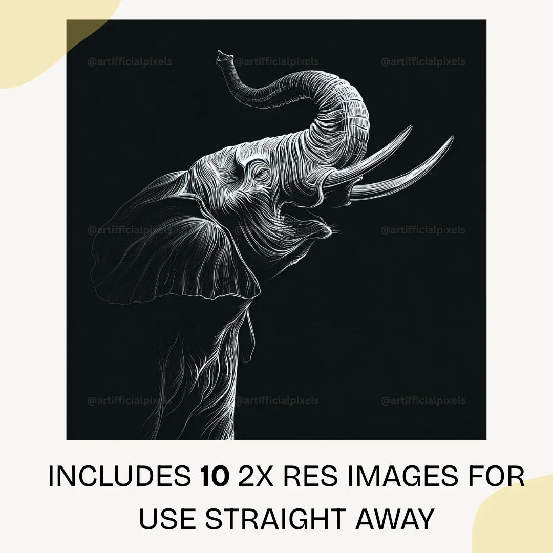 Elegant animal silhouette line drawing example showcasing high contrast black and white art from Midjourney prompt template

