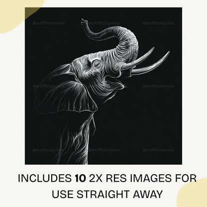 Elegant animal silhouette line drawing example showcasing high contrast black and white art from Midjourney prompt template

