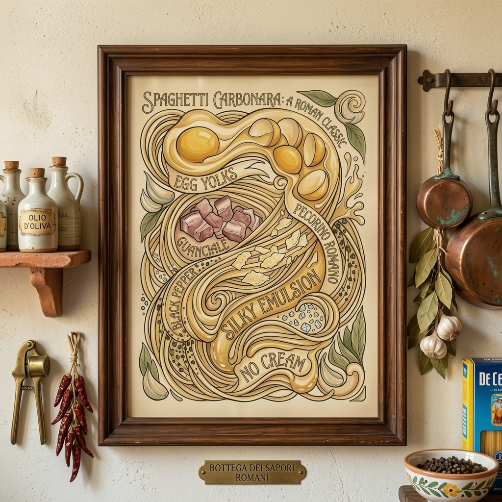Abstract Spaghetti Carbonara Poster