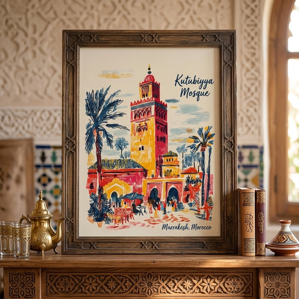 Illustrated Morrocan Mosque Print