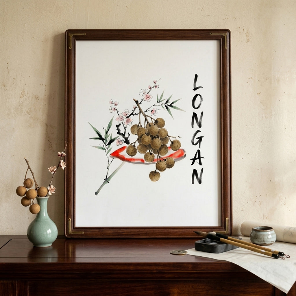 Brown Longan Watercolour Poster