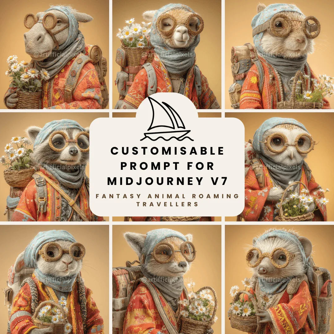 Fantasy Travelling Animal Portraits Midjourney Prompt - CITTRA Collective