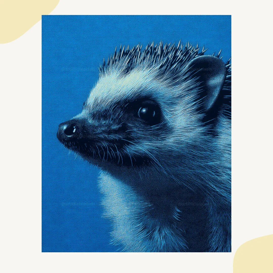 Midjourney Prompt for Blue Monochrome Animal Pointillism Posters - CITTRA Collective