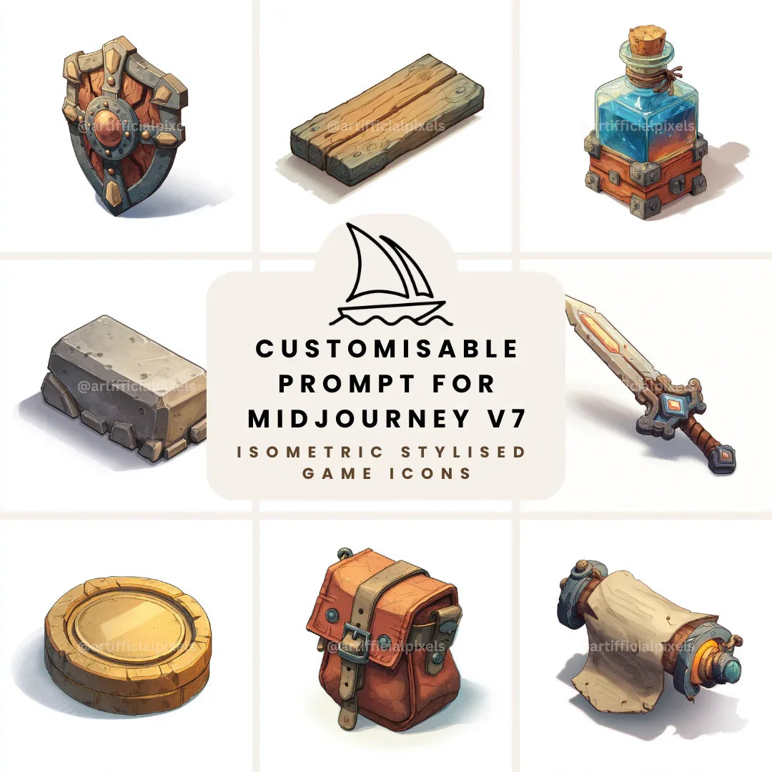 Stylized Game Icon Prompt for Midjourney AI Image Generator - CITTRA Collective
