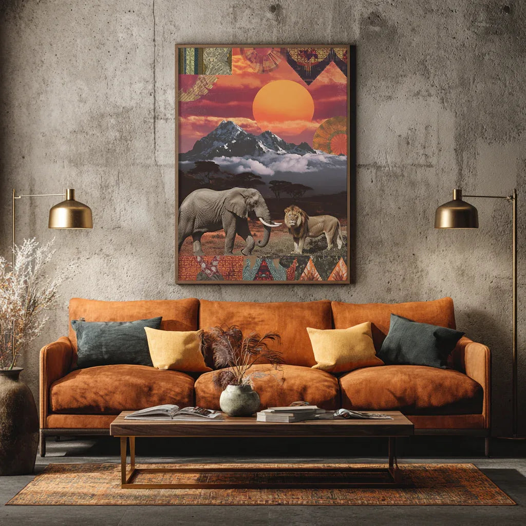 Kenyan Cultural Collage Art Print Inspired by African Landscapes and Wildlife - CITTRA Collective