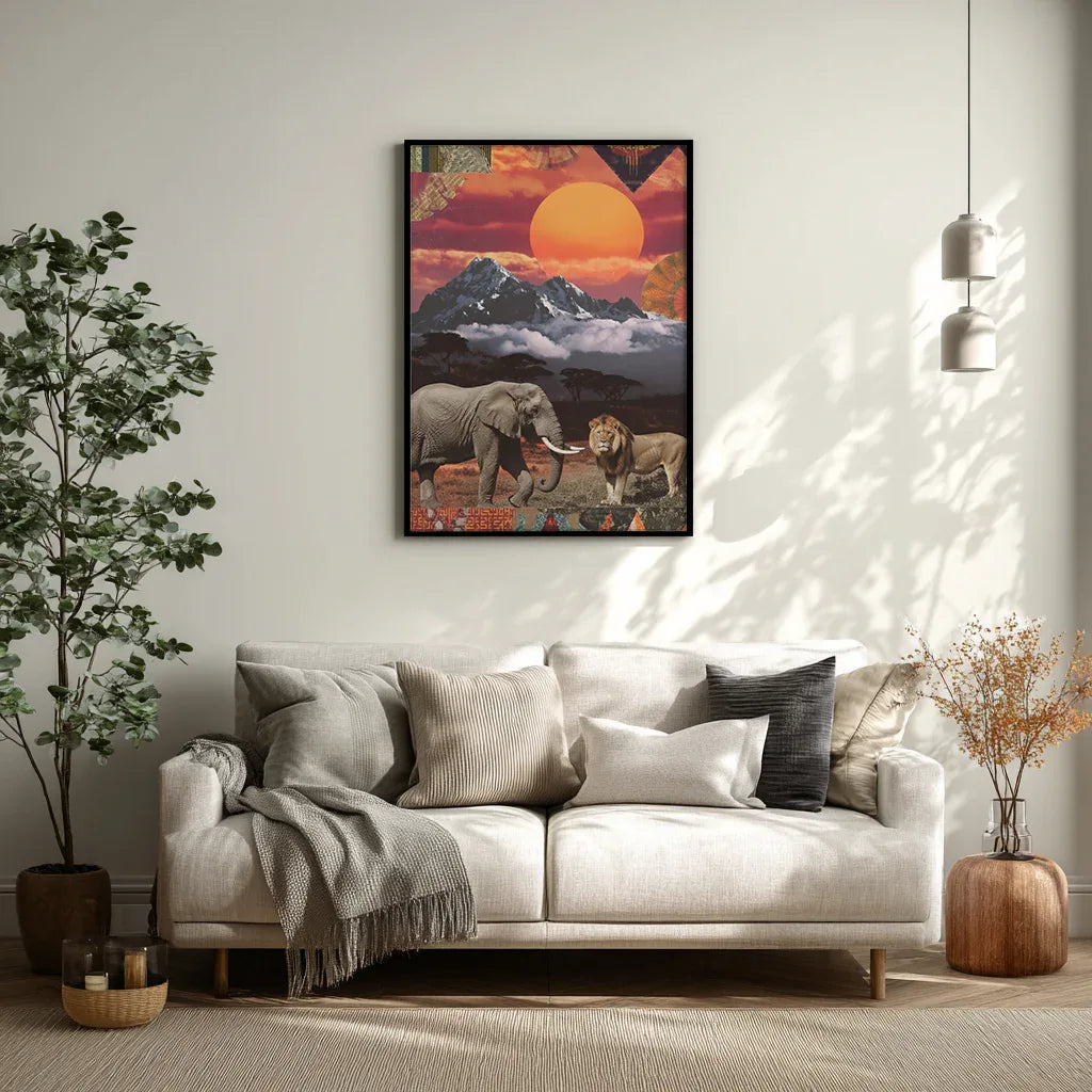 Kenyan Cultural Collage Art Print Inspired by African Landscapes and Wildlife - CITTRA Collective