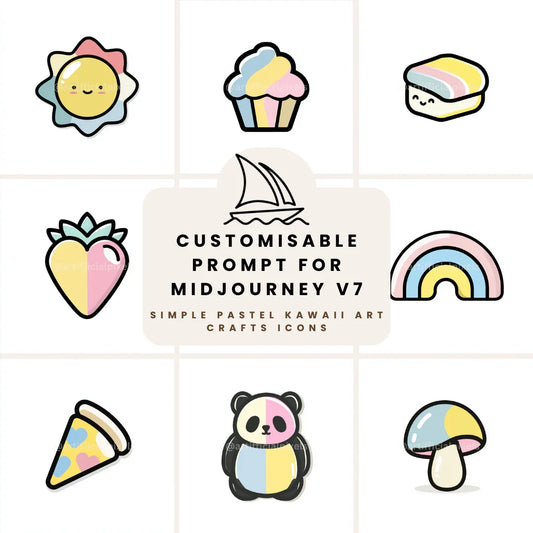 Flat Kawaii Icon AI Art Prompt for Midjourney AI Image Generator - CITTRA Collective