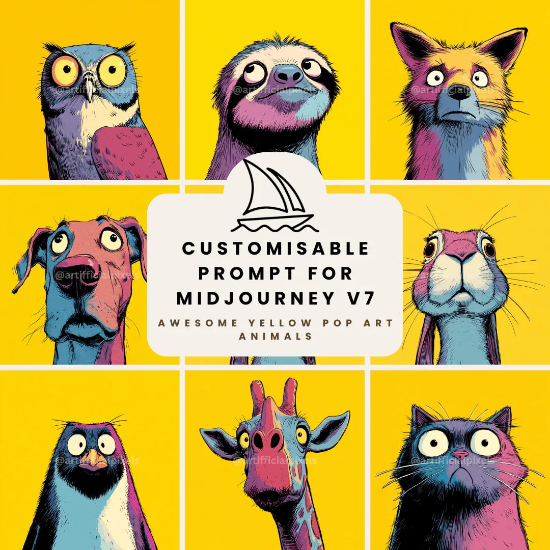Free Midjourney Prompt for AI Generated Pop Art Animal Portraits - CITTRA Collective