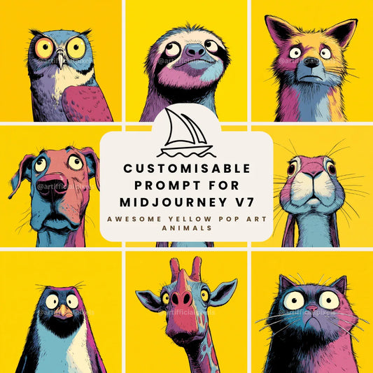 Free Midjourney Prompt for AI Generated Pop Art Animal Portraits - CITTRA Collective