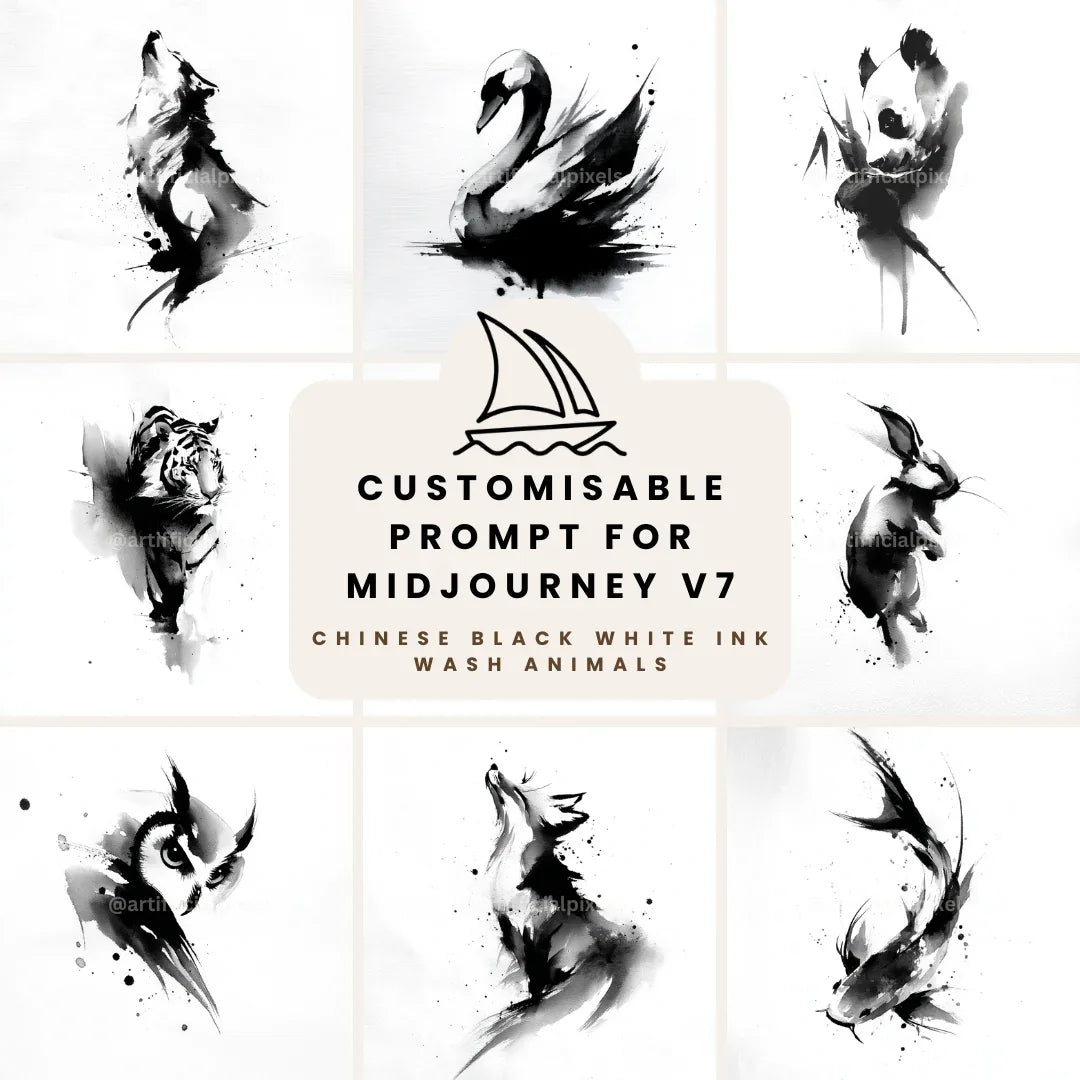 Minimalist Chinese Ink Wash AI Art Prompt for Midjourney AI Image Generator - CITTRA Collective