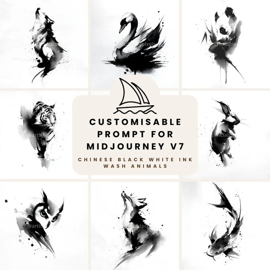 Minimalist Chinese Ink Wash AI Art Prompt for Midjourney AI Image Generator - CITTRA Collective