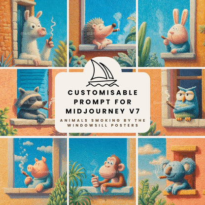 Midjourney Prompt for Cartoon Animals Smoking in Crayon Art Style - CITTRA Collective